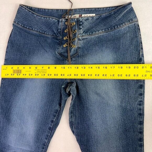 Jordache Jeans Women 15/16 Lace Up Y2K 90 Low Rise Denim Corset Bootcut Vintage - Picture 12 of 12